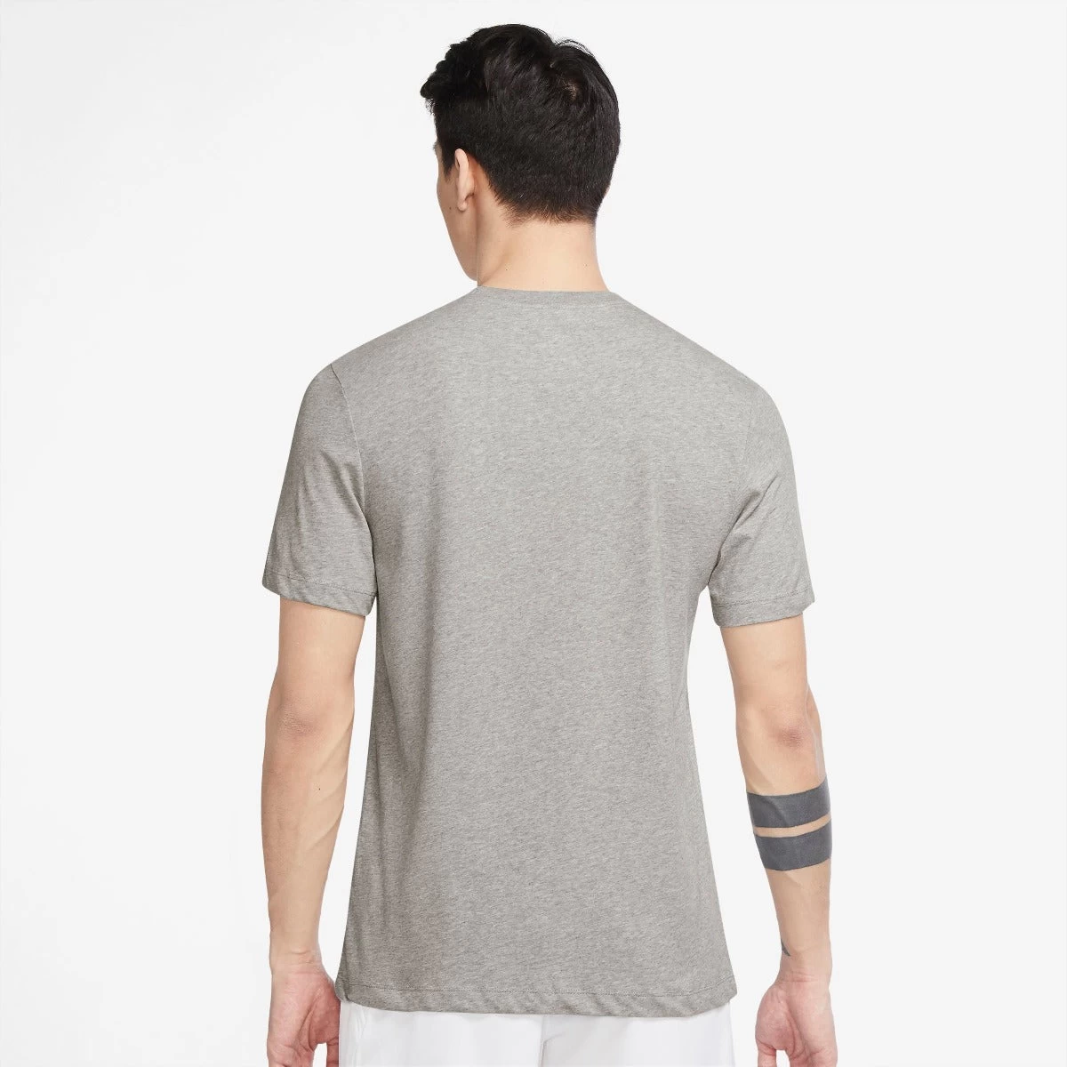 Nike Men's Dri-FIT Distressed Swoosh Top (Dark Grey Heather/Orange) 2 Nike Men's Dri-FIT Distressed Swoosh Top (Dark Grey Heather/Orange) - Image 2