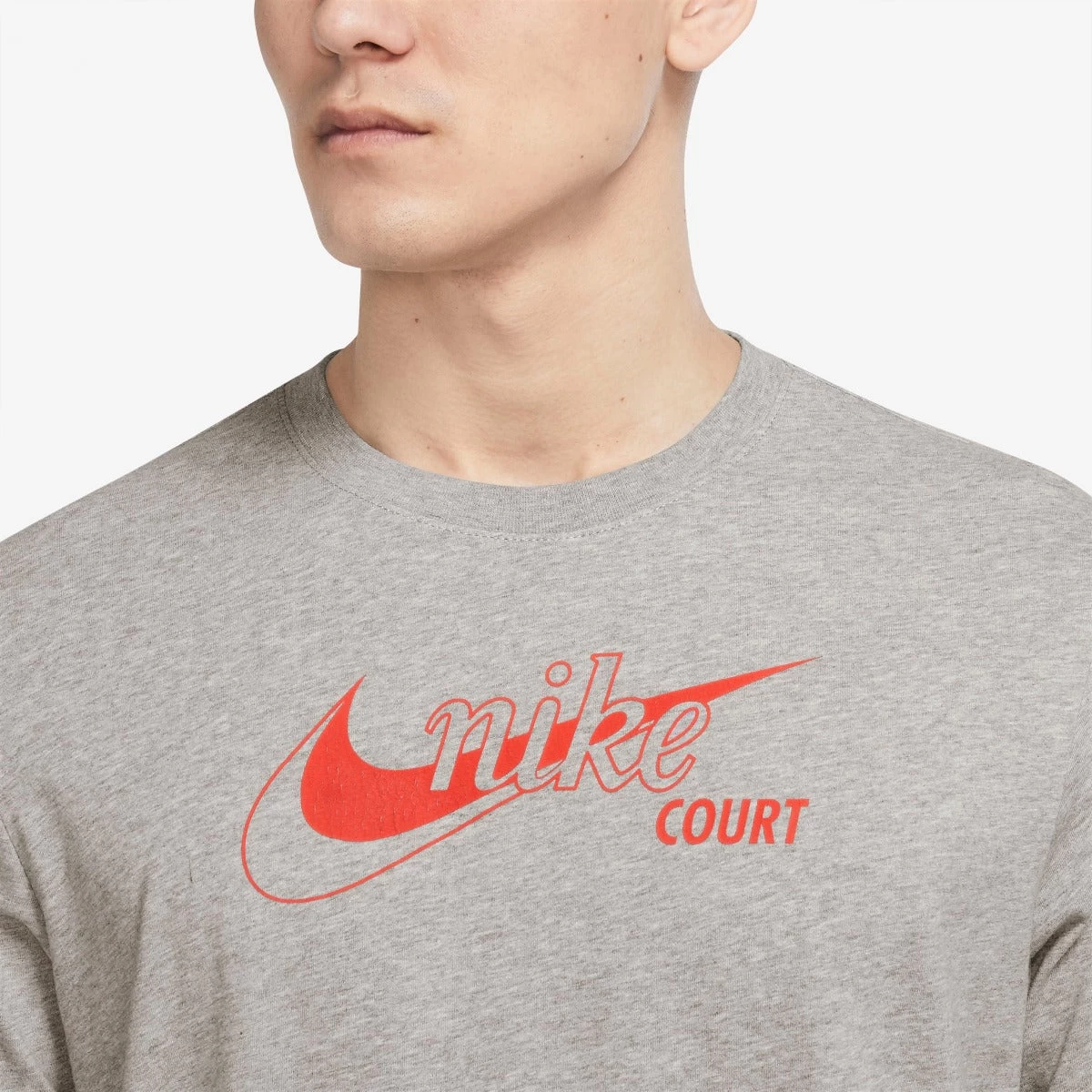 Nike Men's Dri-FIT Distressed Swoosh Top (Dark Grey Heather/Orange) 3 Nike Men's Dri-FIT Distressed Swoosh Top (Dark Grey Heather/Orange) - Image 3