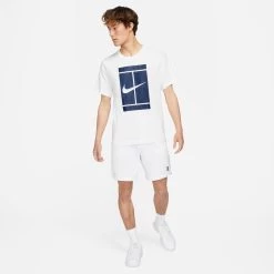 Nike Men's Seasonal NikeCourt Top (White/Blue) -Sports Gear Sales Store DJ2594 100 PHSYM002 3144