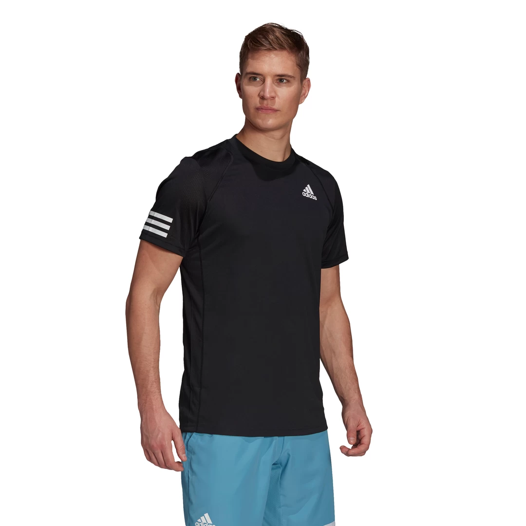 Adidas Men's 3 Stripes Club Top (Black) 1 Adidas Men's 3 Stripes Club Top (Black)