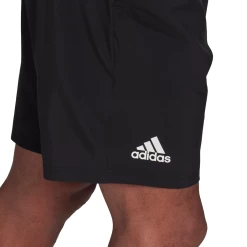 Adidas Men's Club Stretch Woven 9-Inch Shorts (Black/White) -Sports Gear Sales Store GL5409 APP on model detail 2 white