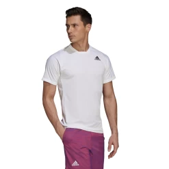 Adidas Men's FreeLift Primeblue Top (White) -Sports Gear Sales Store GQ8932 APP on model walking white