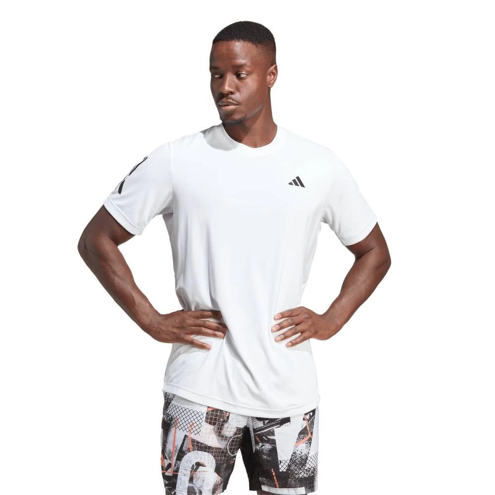 Adidas Men's 3 Stripe Club Top (White) 2 Adidas Men's 3 Stripe Club Top (White) - Image 2
