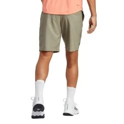 Adidas Men's 3 Stripe 7-inch Club Shorts (Khaki) -Sports Gear Sales Store HT7167 4 APPAREL OnModel BackView transparent 1