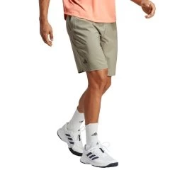 Adidas Men's 3 Stripe 7-inch Club Shorts (Khaki) -Sports Gear Sales Store HT7167 6 APPAREL OnModel WalkingView transparent