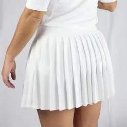 Lacoste Women's Built-In Shorty Pleated Skirt (White/Green) -Sports Gear Sales Store IMG 3062