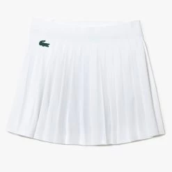 Lacoste Women's Built-In Shorty Pleated Skirt (White/Green) -Sports Gear Sales Store JF9305 737 24