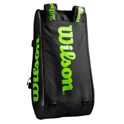 Wilson Super Tour 15 Pack Racquet Bag (Black/Green) 15 Wilson Super Tour 15 Pack Racquet Bag (Black/Green) -Sports Gear Sales Store WR8004101001 Super Tour 3 Comp BKGR Removable Straps Detail2