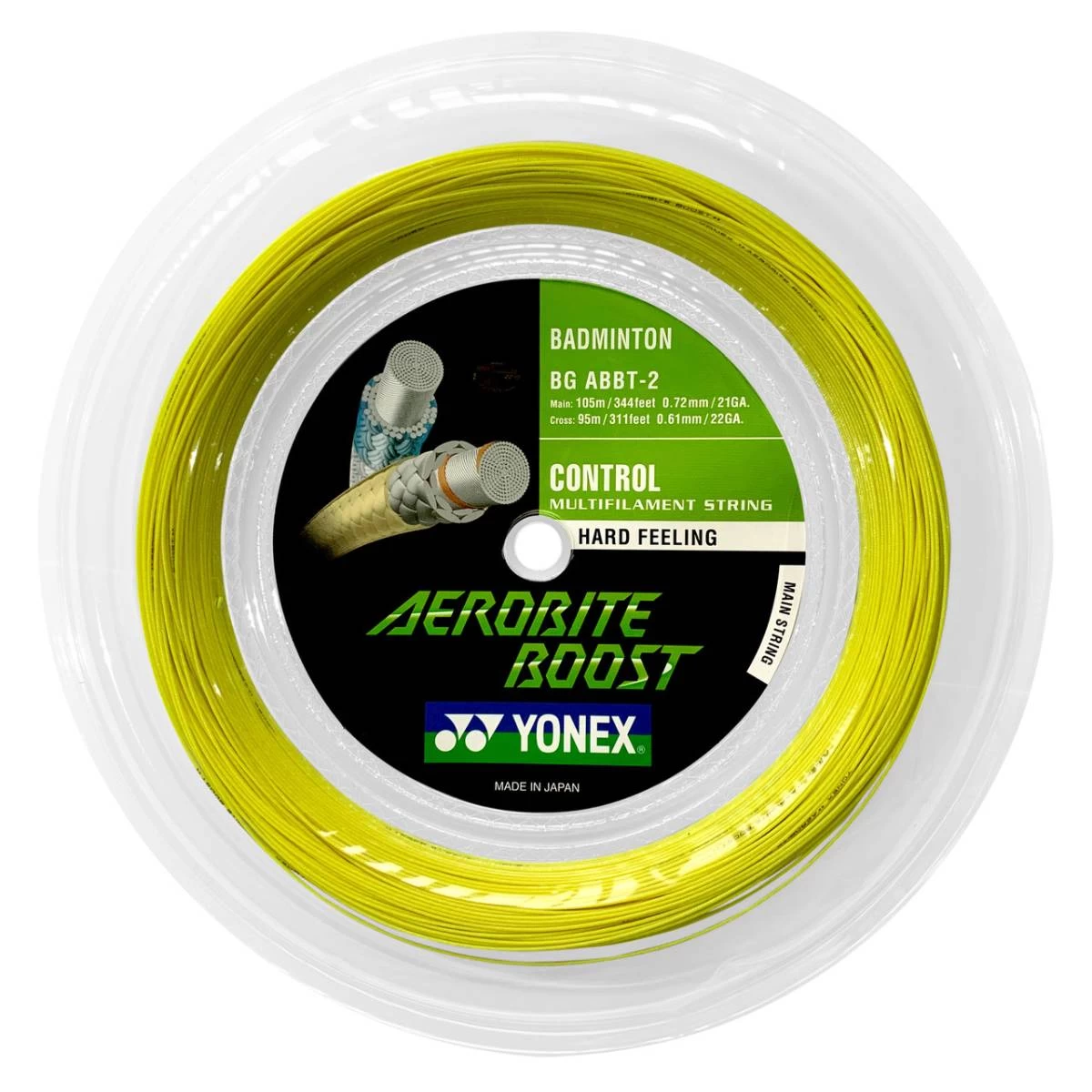 Yonex BG Aerobite Boost Hybrid Badminton String Reel (Grey/Yellow) 1 Yonex BG Aerobite Boost Hybrid Badminton String Reel (Grey/Yellow)